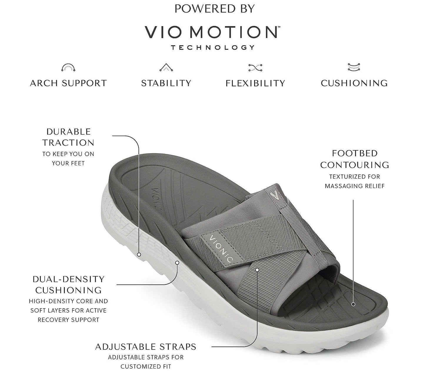 Vionic Adjustable Unisex Recovery Slide Sandals - Rebound